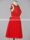 A-line Scoop Neck Lace Tulle Short/Mini Sashes / Ribbons Backless Sweet Short Prom Dresses #Favs020100826
