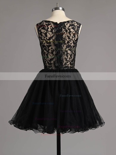 Black A-line Scoop Neck Lace Tulle Beading Custom Short/Mini Short Prom Dresses #Favs020101138