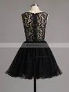 Black A-line Scoop Neck Lace Tulle Beading Custom Short/Mini Short Prom Dresses #Favs020101138