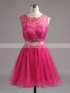 Black A-line Scoop Neck Lace Tulle Beading Custom Short/Mini Short Prom Dresses #Favs020101138