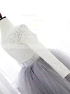 Sweet A-line Scalloped Neck Lace Tulle Knee-length Sashes / Ribbons Long Sleeve Short Prom Dresses #Favs020102849