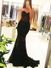 Trumpet/Mermaid Sweetheart Tulle Sweep Train Appliques Lace Prom Dresses #Favs020104518