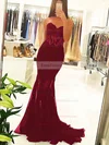 Trumpet/Mermaid Sweetheart Tulle Sweep Train Appliques Lace Prom Dresses #Favs020104518
