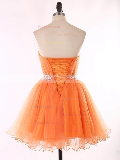Girls Orange Sweetheart Organza Beading Short/Mini Short Prom Dresses #Favs020101625