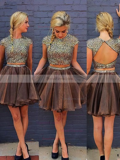 Princess Scoop Neck Organza Short/Mini Crystal Detailing Homecoming Dresses #Favs020102537