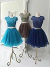 Princess Scoop Neck Organza Short/Mini Crystal Detailing Short Prom Dresses #Favs020102537