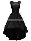 A-line Scoop Neck Asymmetrical Organza Prom Dresses with Lace Sequins #Favs020102825