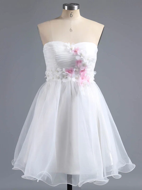 A-line Sweetheart Organza Short/Mini Sashes / Ribbons Short Prom Dresses #Favs02013244