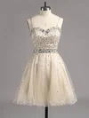 A-line Sweetheart Organza Short/Mini Beading Short Prom Dresses #Favs02014607