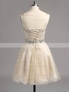 A-line Sweetheart Organza Short/Mini Beading Homecoming Dresses #Favs02014607