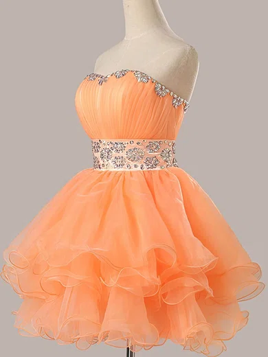 Ball Gown Sweetheart Organza Short/Mini Beading Short Prom Dresses #Favs02051735