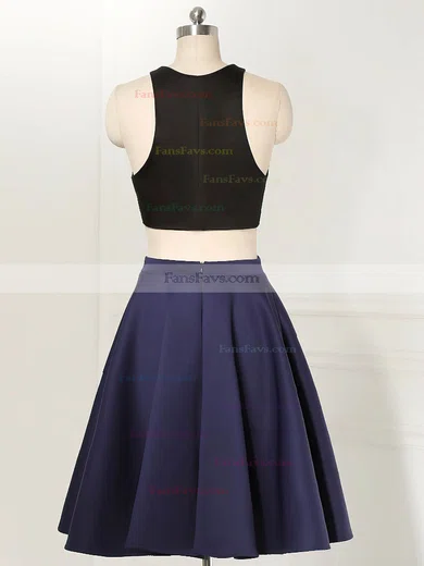 A-line Scoop Neck Satin Knee-length Ruffles New Style Two Piece Short Prom Dresses #Favs020102538