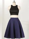 A-line Scoop Neck Satin Knee-length Ruffles New Style Two Piece Short Prom Dresses #Favs020102538