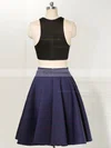 A-line Scoop Neck Satin Knee-length Ruffles New Style Two Piece Short Prom Dresses #Favs020102538