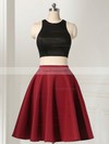 A-line Scoop Neck Satin Knee-length Ruffles New Style Two Piece Homecoming Dresses #Favs020102538