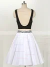 Simple A-line Scoop Neck Satin Short/Mini Beading Two Piece Backless Short Prom Dresses #Favs020103012