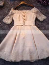 Ball Gown Off-the-shoulder Satin Short/Mini Appliques Lace 1/2 Sleeve New Short Prom Dresses #Favs020103039