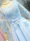 Sweet A-line Scoop Neck Satin Tulle Short/Mini Appliques Lace 3/4 Sleeve Prom Dresses #Favs020103779