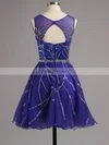 A-line Scoop Neck Satin Tulle Short/Mini Beading Short Prom Dresses #Favs02016341