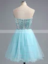 A-line Sweetheart Satin Tulle Short/Mini Ruffles Short Prom Dresses #Favs02016385