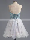 A-line Sweetheart Tulle Crystal Detailing Short/Mini Sparkly Short Prom Dresses #Favs020100672
