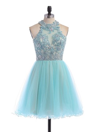 Short/Mini A-line Scoop Neck Tulle Beading Open Back Amazing Short Prom Dresses #Favs020100862 Short/Mini A-line Scoop Neck Tulle Beading Open Back Amazing Short Prom Dresses #Favs020100862