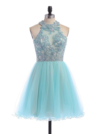 Short/Mini A-line Scoop Neck Tulle Beading Open Back Amazing Homecoming Dresses #Favs020100862