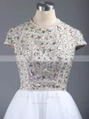 Short/Mini A-line Scoop Neck Tulle Crystal Detailing Short Sleeve Short Prom Dresses #Favs020101147