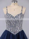 Beautiful A-line Sweetheart Tulle Short/Mini Beading Dark Navy Short Prom Dresses #Favs020101149