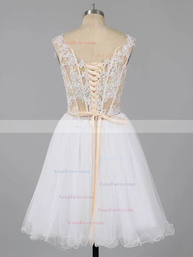 Sexy Short/Mini A-line Tulle Appliques Lace Off-the-shoulder Short Prom Dresses #Favs020101466