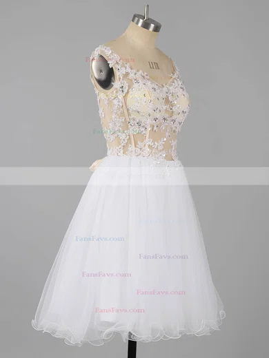 Sexy Short/Mini A-line Tulle Appliques Lace Off-the-shoulder Short Prom Dresses #Favs020101466