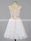Sexy Short/Mini A-line Tulle Appliques Lace Off-the-shoulder Short Prom Dresses #Favs020101466