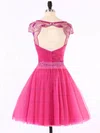 Scoop Neck Cap Straps Tulle with Beading Open Back Short/Mini Short Prom Dresses #Favs020101624