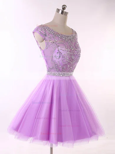 Backless Scoop Neck Lavender Tulle Beading Short/Mini Short Prom Dresses #Favs020101650