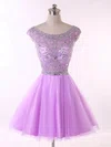Backless Scoop Neck Lavender Tulle Beading Short/Mini Short Prom Dresses #Favs020101650