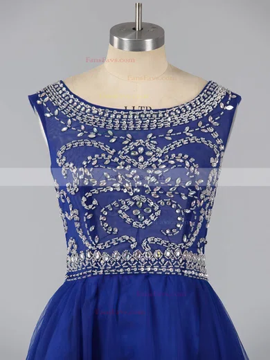 Scoop Neck Sparkly Dark Green Tulle Beading Short/Mini Short Prom Dresses #Favs020101675