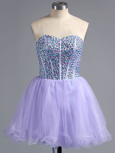 A-line Sweetheart Tulle Short/Mini Beading Wholesale Short Prom Dresses #Favs020101758
