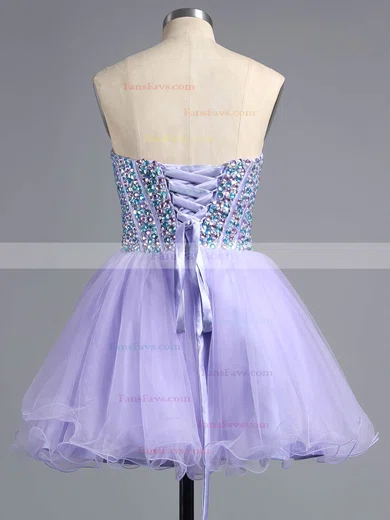 A-line Sweetheart Tulle Short/Mini Beading Wholesale Short Prom Dresses #Favs020101758