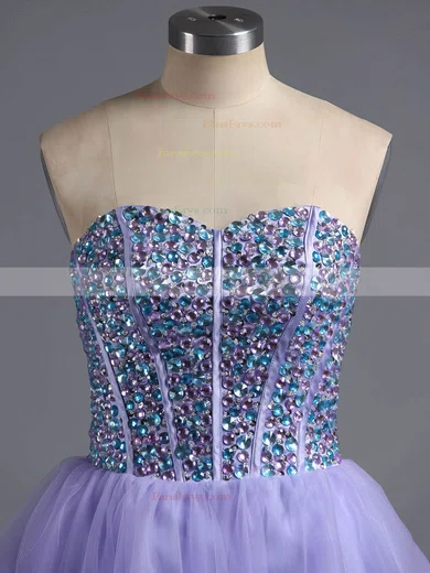 A-line Sweetheart Tulle Short/Mini Beading Wholesale Short Prom Dresses #Favs020101758