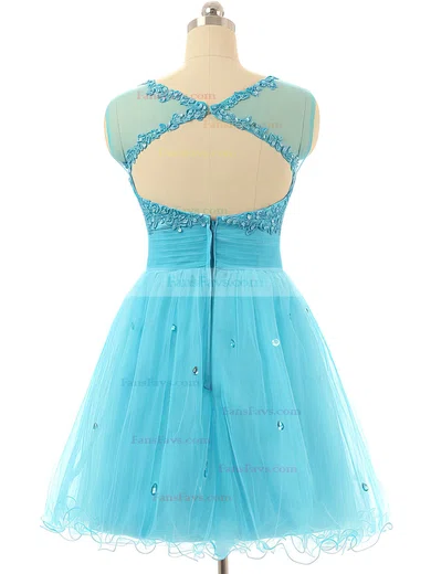 A-line Scoop Neck Tulle Short/Mini Beading New Arrival Short Prom Dresses #Favs020101797