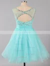 A-line Scoop Neck Tulle Short/Mini Beading New Arrival Short Prom Dresses #Favs020101797