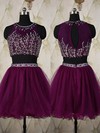 Scoop Neck Grape Tulle Short/Mini Crystal Detailing Two-pieces Prom Dress #Favs020101820