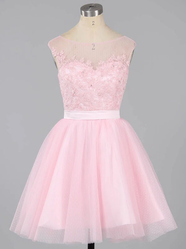Girls A-line Scoop Neck Tulle Short/Mini Appliques Lace Short Prom Dresses #Favs020101913