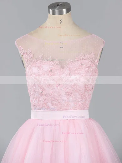 Girls A-line Scoop Neck Tulle Short/Mini Appliques Lace Short Prom Dresses #Favs020101913