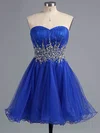 Famous A-line Sweetheart Tulle Short/Mini Crystal Detailing Royal Blue Short Prom Dresses #Favs020101916