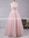 A-line Sweetheart Floor-length Tulle Prom Dresses with Appliques Lace #Favs02016777