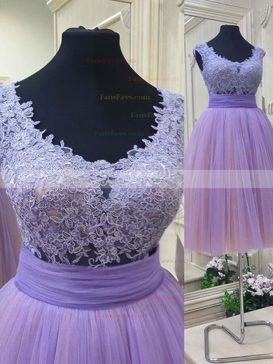 Short/Mini V-neck Tulle Appliques Lace Cap Straps Beautiful Prom Dresses #Favs020102036