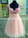 Short/Mini V-neck Tulle Appliques Lace Cap Straps Beautiful Short Prom Dresses #Favs020102036