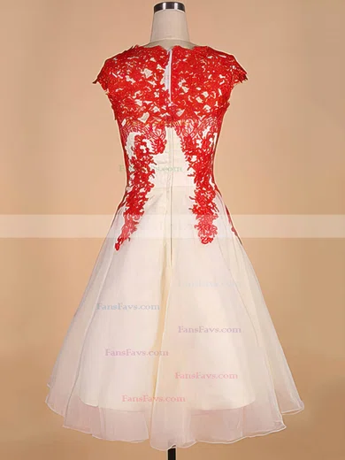 Princess Scalloped Neck Tulle Tea-length Appliques Lace Short Prom Dresses #Favs020102559