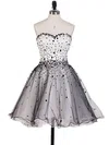 A-line Sweetheart Tulle Short/Mini Beading Short Prom Dresses #Favs020102560